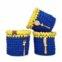 سبد قلاب بافی تریکو طرح جا قاشقی کد 1 مجموعه 3 عددی