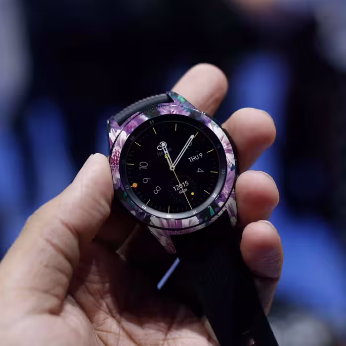 برچسب ماهوت طرح Purple-Flower مناسب برای ساعت هوشمند سامسونگ Galaxy Watch 42mm