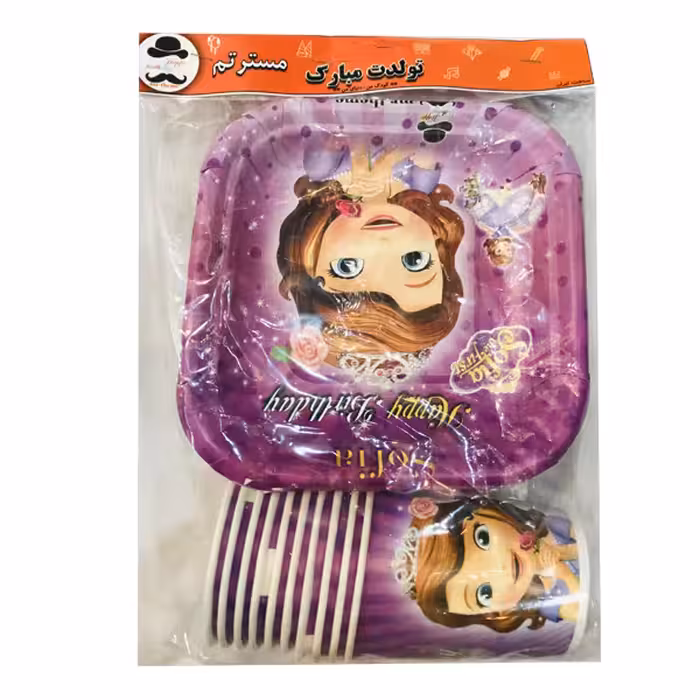 پیش دستی و لیوان یکبار مصرف مستر تم مدل سوفیا پلاس بسته 20 عددی