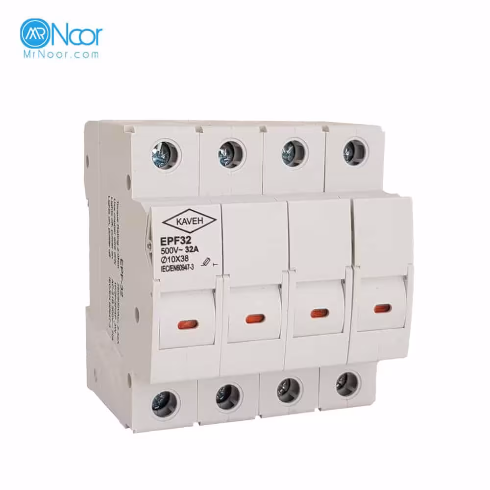 پایه سکسیونر فیوز 32 آمپر ACسایز 38×10 چهار پل کاوه - مستر نور