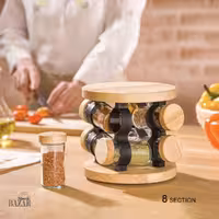 ست ادویه گردان 8 عددی چوب و فلز لیمون کد 2305