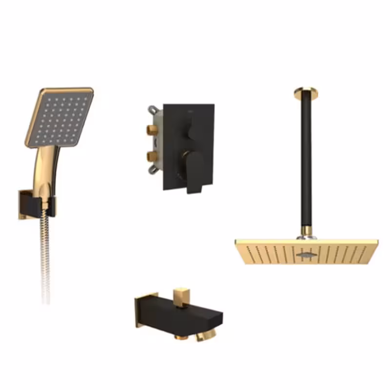 شیر حمام توکار شودر مدل رومر پلاس تیپ 4 BRASS مشکی طلا