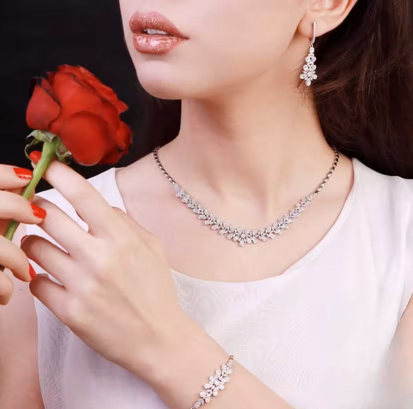 سرویس نقره جواهری زنانه کد 60358