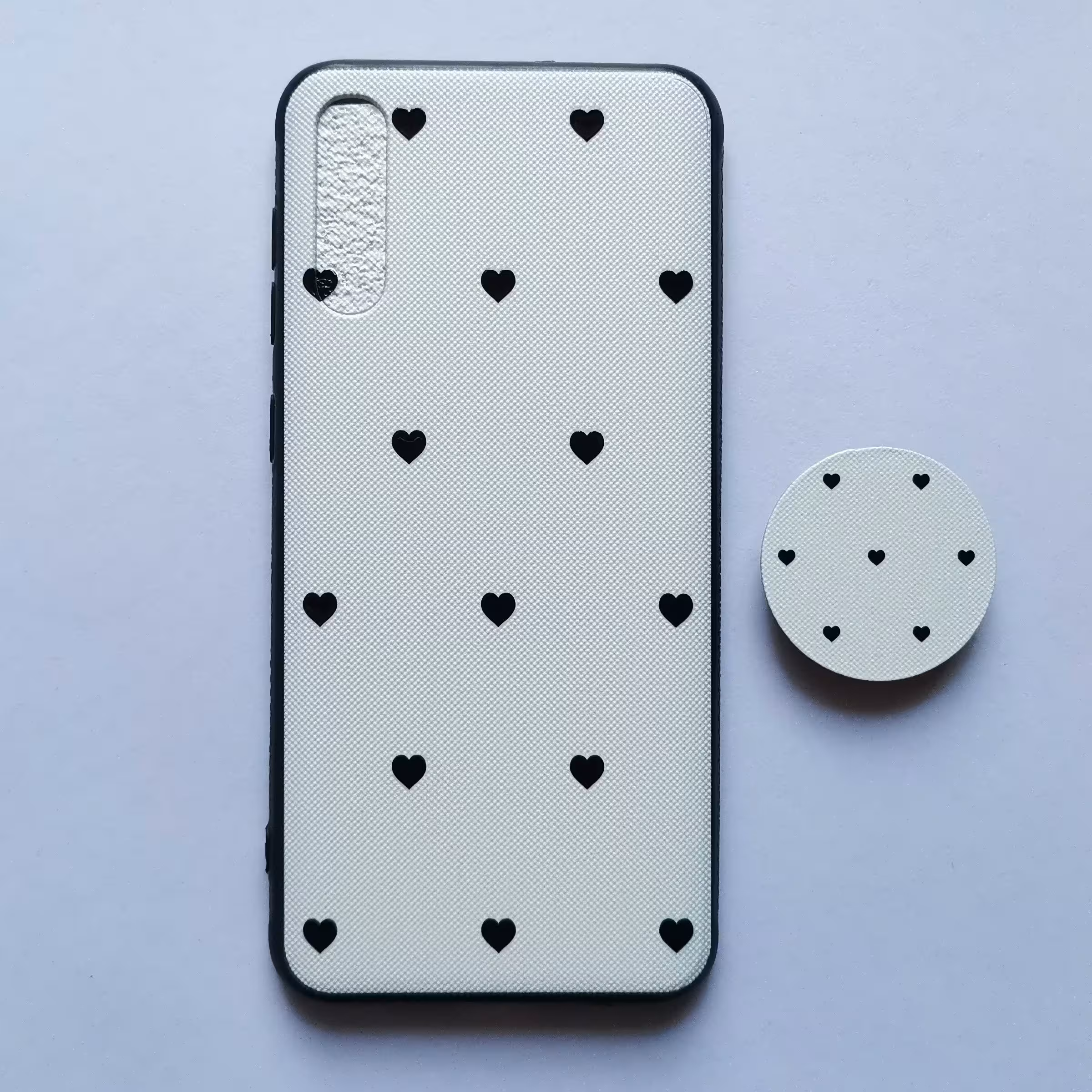 قاب طرحدار  قلب مشکی پاپ سوکت دار گوشی سامسونگ A30s / A50