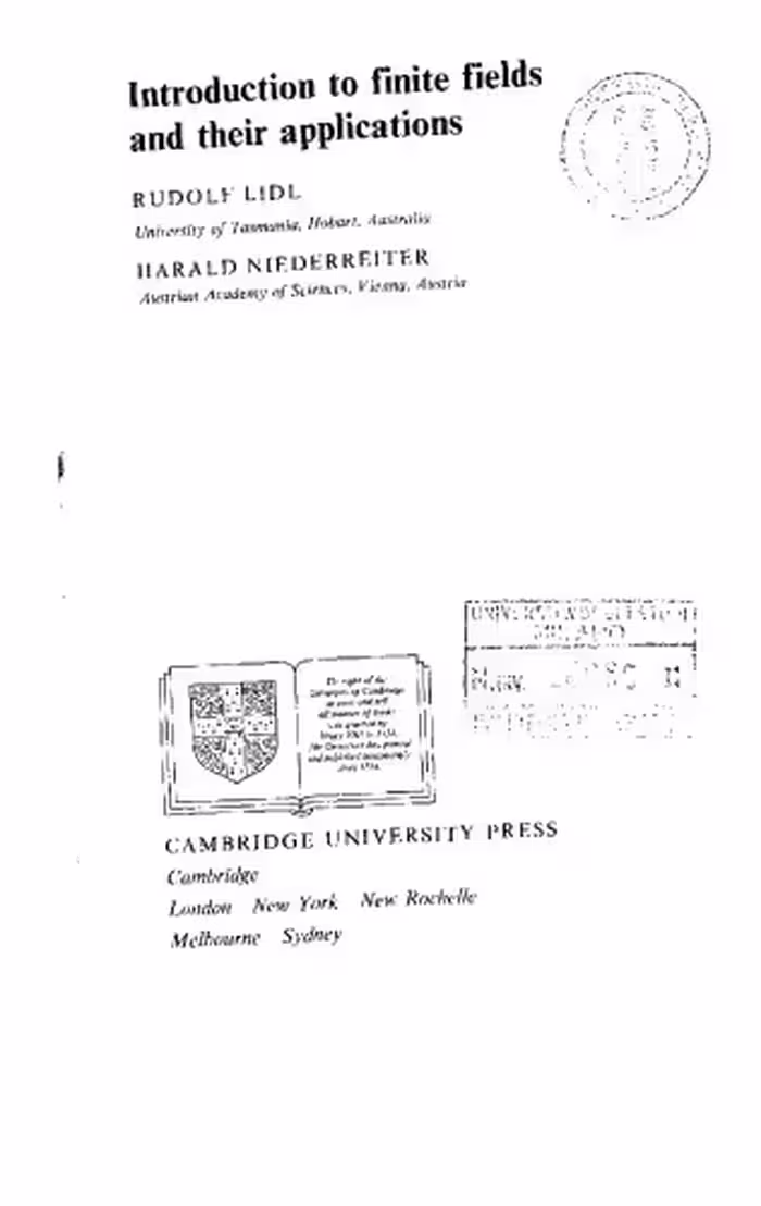 خرید و دانلود نسخه کامل کتاب Introduction to Finite Fields and their Applications