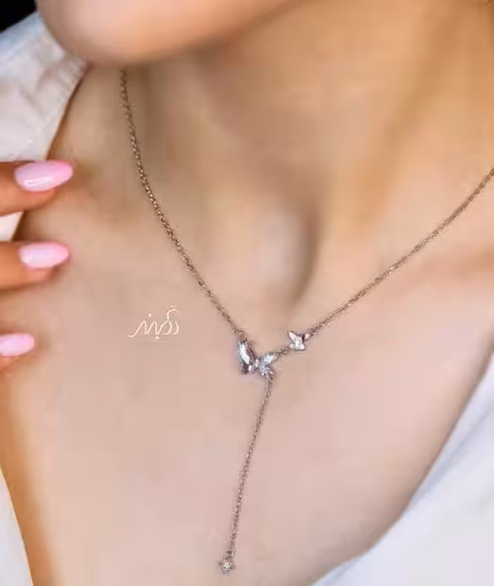 💍گردنبند جواهری پروانه آویز دار ، خاص و زیبا ، نقره عیار 925 (G_3269)‌‌‌‌‌‌