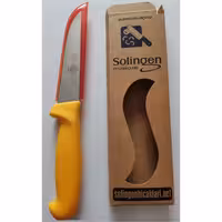 چاقوی آشپزخانه زولینگن (Solingen) با دسته زرد – طول کلی 27 سانتی‌متر – ساخت آلمان