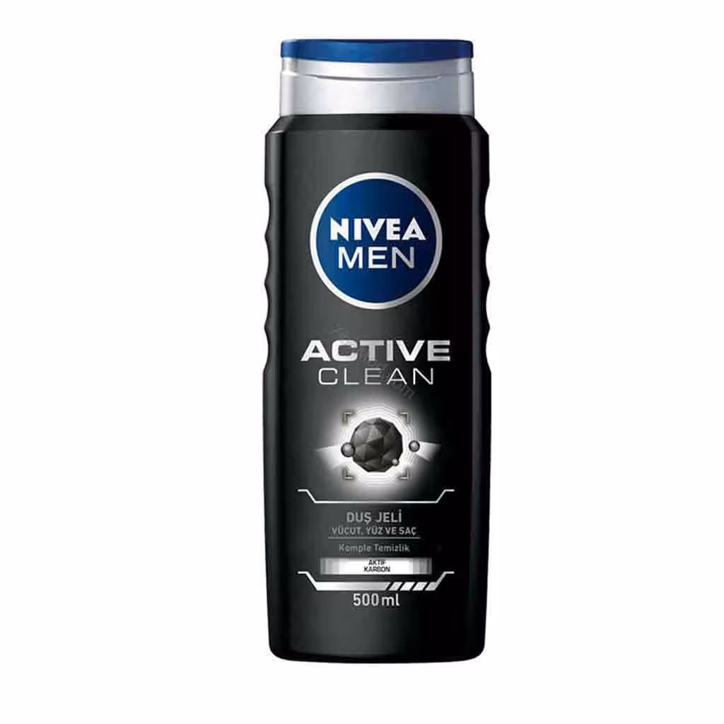 شامپو سر وبدن مردانه آلمانی نیوآ Nivea Active Clean مناسب انواع پوست و مو 500 میل