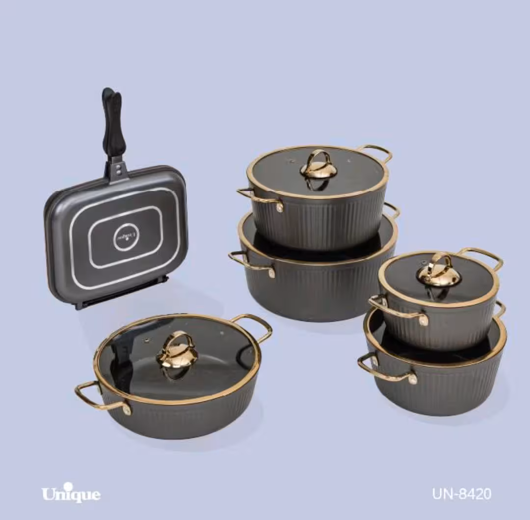 سرویس قابلمه 12پارچه طوسی فلورانس درب فلت یونیک کد UN-8420