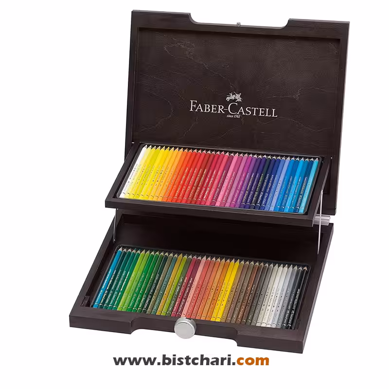 ست مداد رنگی 72 رنگ جعبه چوبی پلی کروموس Polychromos برند فابرکاستل Faber Castell