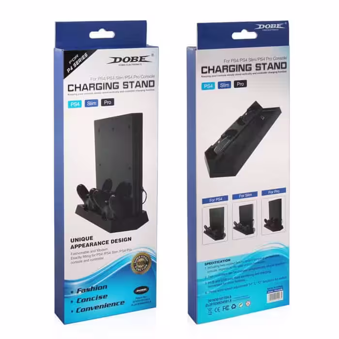 پایه فن و شارژر PS4 مدل‌های Slim, Fat, Pro، رنگ مشکی