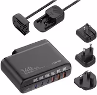 شارژر دیواری سوپر فست شارژ تایپ سی و یو اس بی 140 وات الدینیو LDNIO A6140C 140W GaN Super Fast Desktop Charger