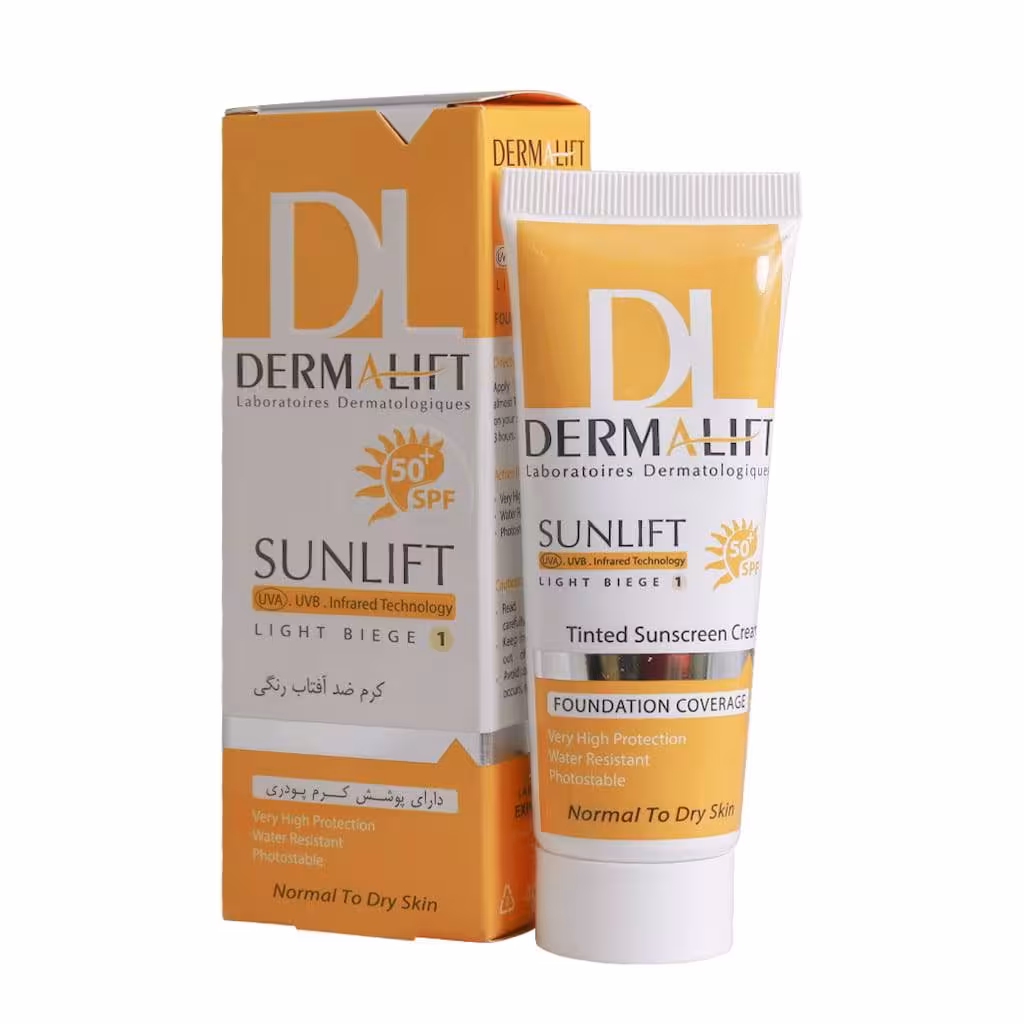 کرم ضد آفتاب درمالیفت رنگی SPF50 مناسب پوست خشک و معمولی 40ml