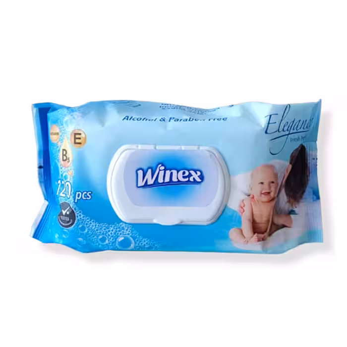 مشخصات، خرید و قیمت دستمال مرطوب وینکس مدل الگانس 120 عددی ⭐️ ویان مارکت