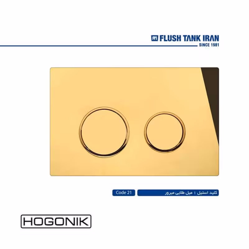 کلید فلاش تانک ایران - گرد استیل طلایی براق (کد 21)