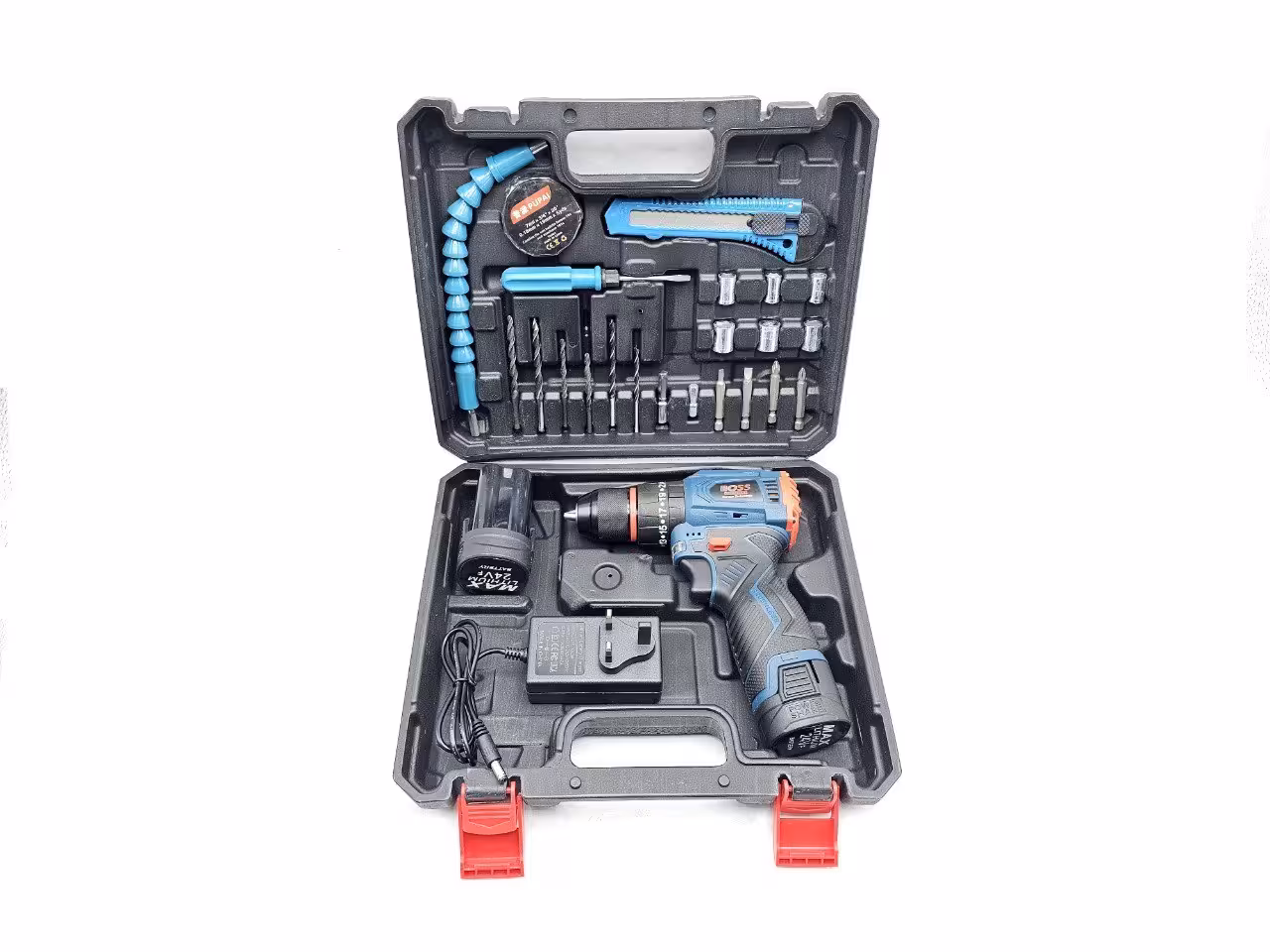 دریل شارژی 24 ولت براشلس چکشی سه نظام فلزی باس BOSS