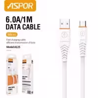 کابل MICRO یک متری ASPOR مدل A125 فست 6A ضخیم اورجینال