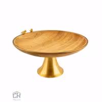 میوه خوری چوب و برنج پایه دار گلدکیش طرح WOOD مدل GK829518