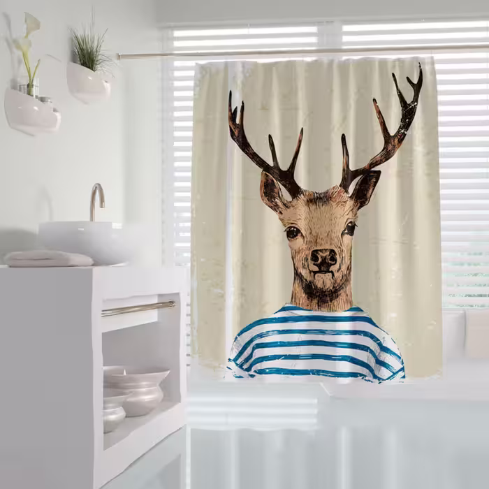 پرده حمام دلفین مدل Mr.Deer سایز 180×200 سانتی متر