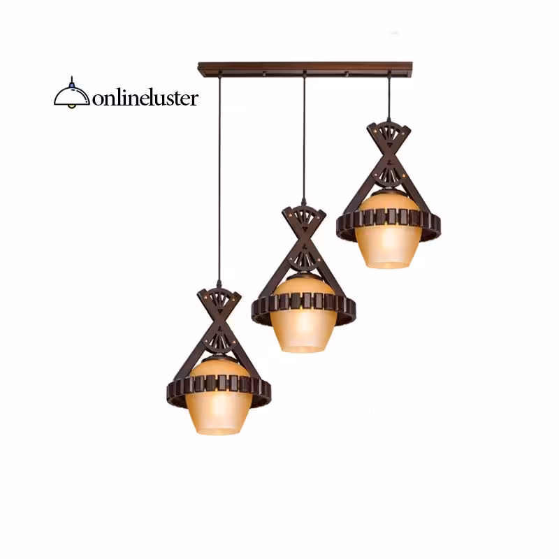 آویز چوبی لیلا 3 شعله خطی