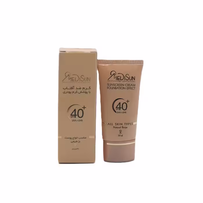 ضدآفتاب کرم پودری انواع پوست بژ طبیعی spf40 مدیسان