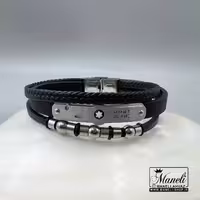 دستبند چرم رولکس مشکی و نقره ای رولکس|14040775