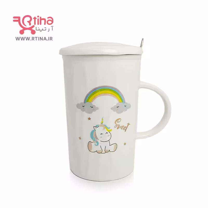 ماگ دسته دار دخترانه / درب دار / قاشق دار sweet