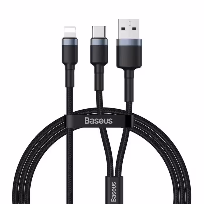 کابل شارژ USB-A و USB-C به لایتنینگ باسئوس مدل CATKLF-ELG1