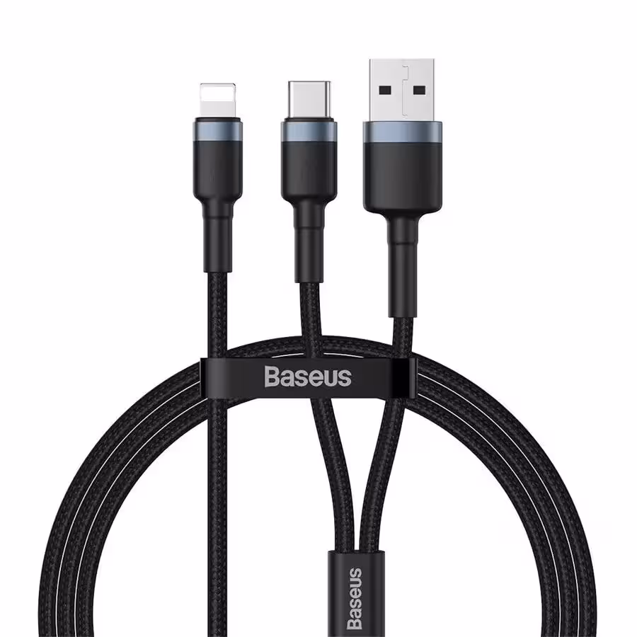 کابل شارژ USB-A و USB-C به لایتنینگ باسئوس مدل CATKLF-ELG1