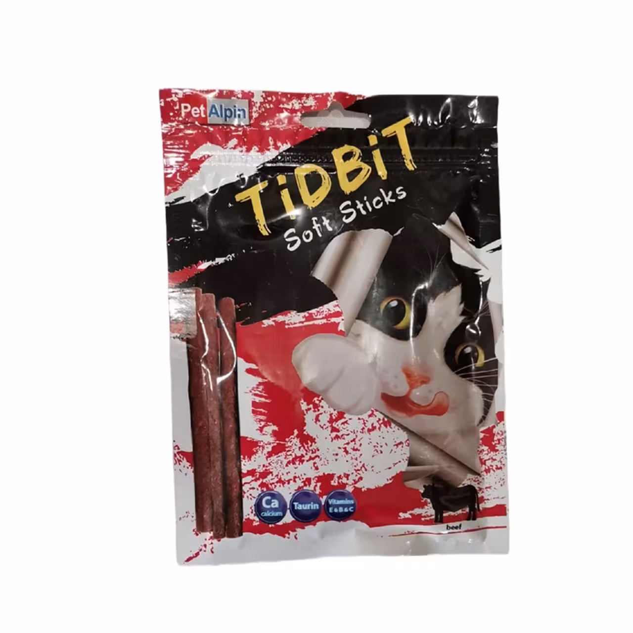 غذای تشویقی گربه تیدبیت مدل Beef وزن 60 گرمی