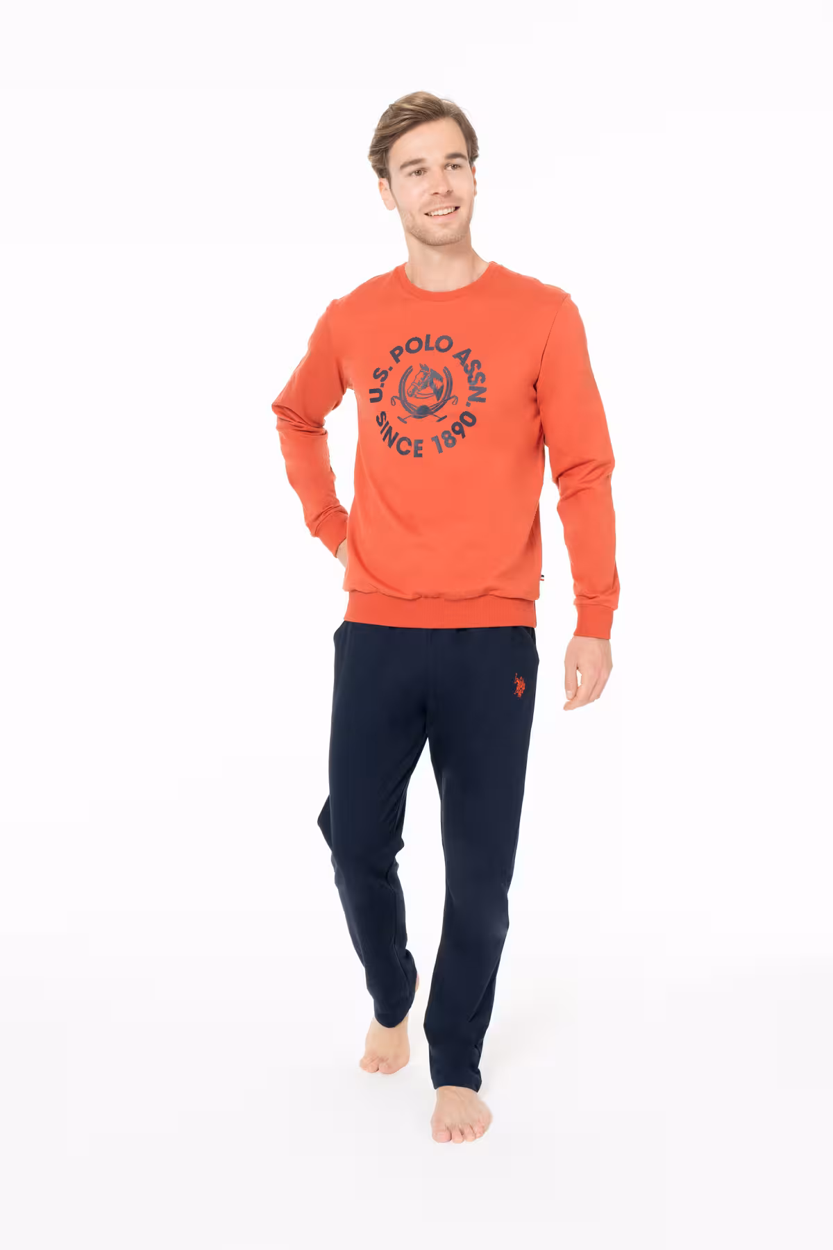 ست پیژامه مردانه موبایل چاپی مجوز آقایان به تفصیل 100 ٪ لباس خواب کاشی پنبه ای تنظیم TIREMET ILC2.18I94U0 G KIRK U.S. Polo Assn.