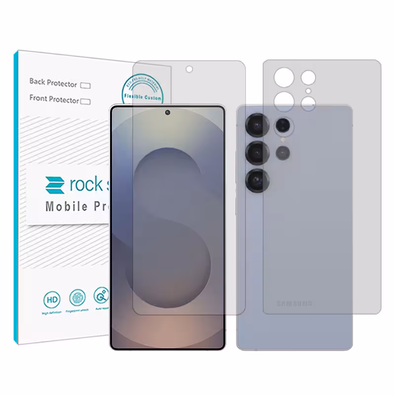 محافظ صفحه نمایش شفاف راک اسپیس مدل Resistant مناسب برای گوشی موبایل سامسونگ Galaxy S25 Ultra به همراه محافظ پشت گوشی - کالاوما