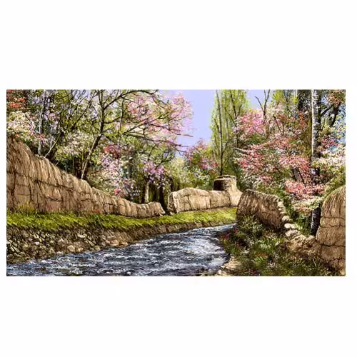 طرح منظره کوچه باغ بهاری کد 23114