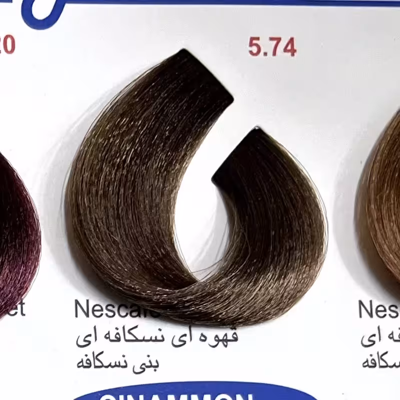 قهوه ای نسکافه ای 5.74 ، رنگ مو کم آمونیاک پیلون ویک عدد اکسیدان | amazonchi