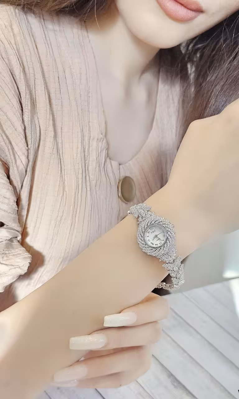 ساعت نقره جواهری زنانه کد 80265
