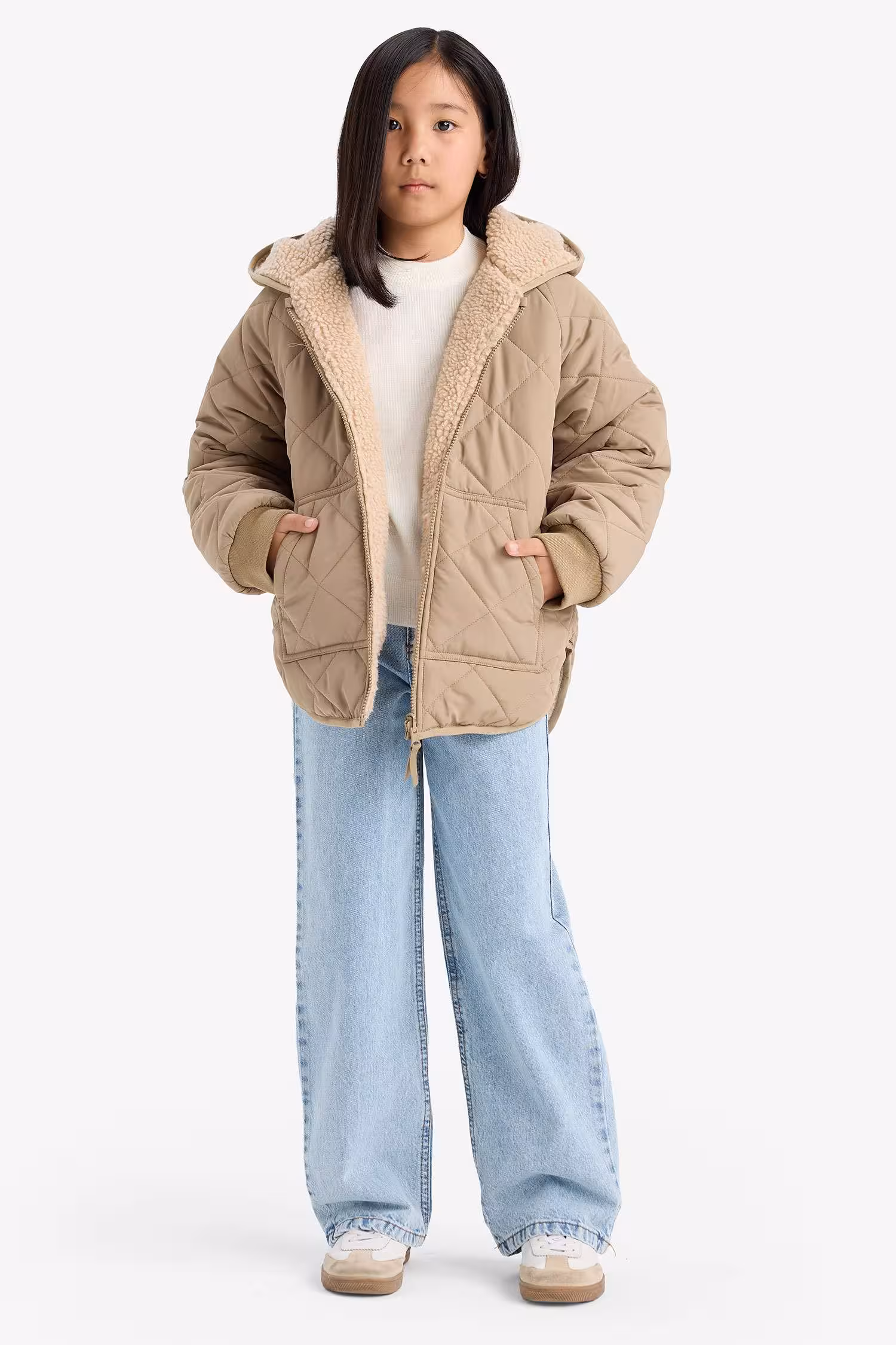 کاپشن دخترانه بژ دفکتو