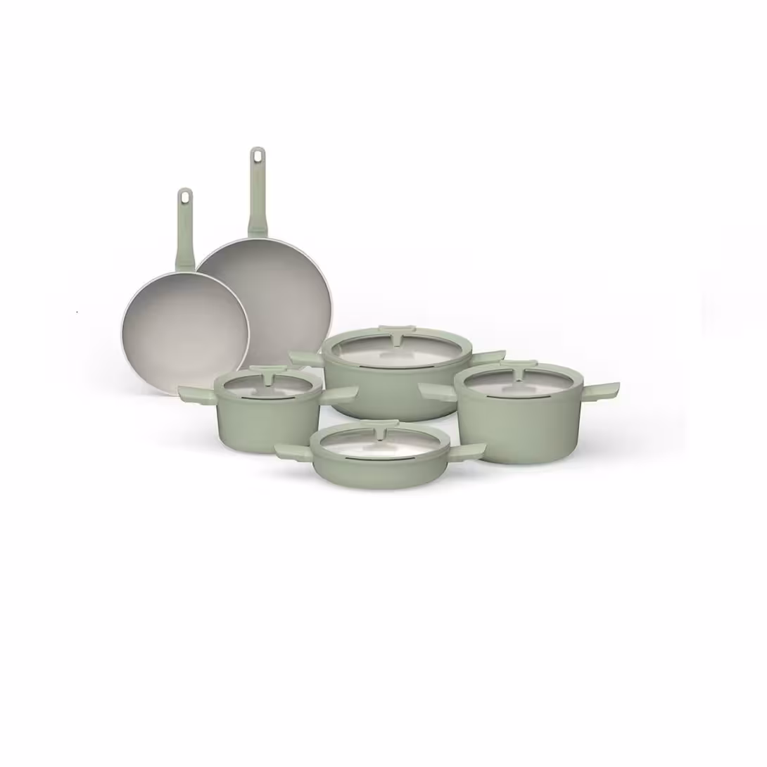 سرویس قابلمه گرانیتی 10 پارچه برند Berghoff بلژیک مدل Leo سبز زیتونی