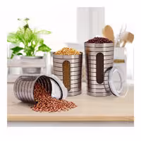 جا حبوبات پنجره دار تایلندی ( استیل و طلایی ) 3 سایز
