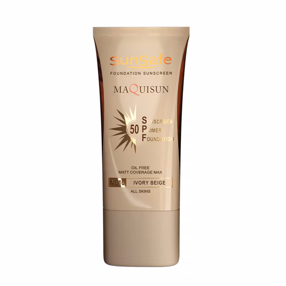 ضد آفتاب کرم پودری و پرایمری مکیسان SPF50 سان سیف مدل NC10 حجم 40 گرم