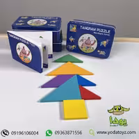 اسباب بازی چوبی تنگرام با جعبه فلزی TANGRAM PUZZLE