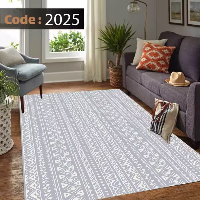 کاورفرش روفرشی دورکشدار گوشه لیفه ای لاکی ، آبی و متنوع کد 2025