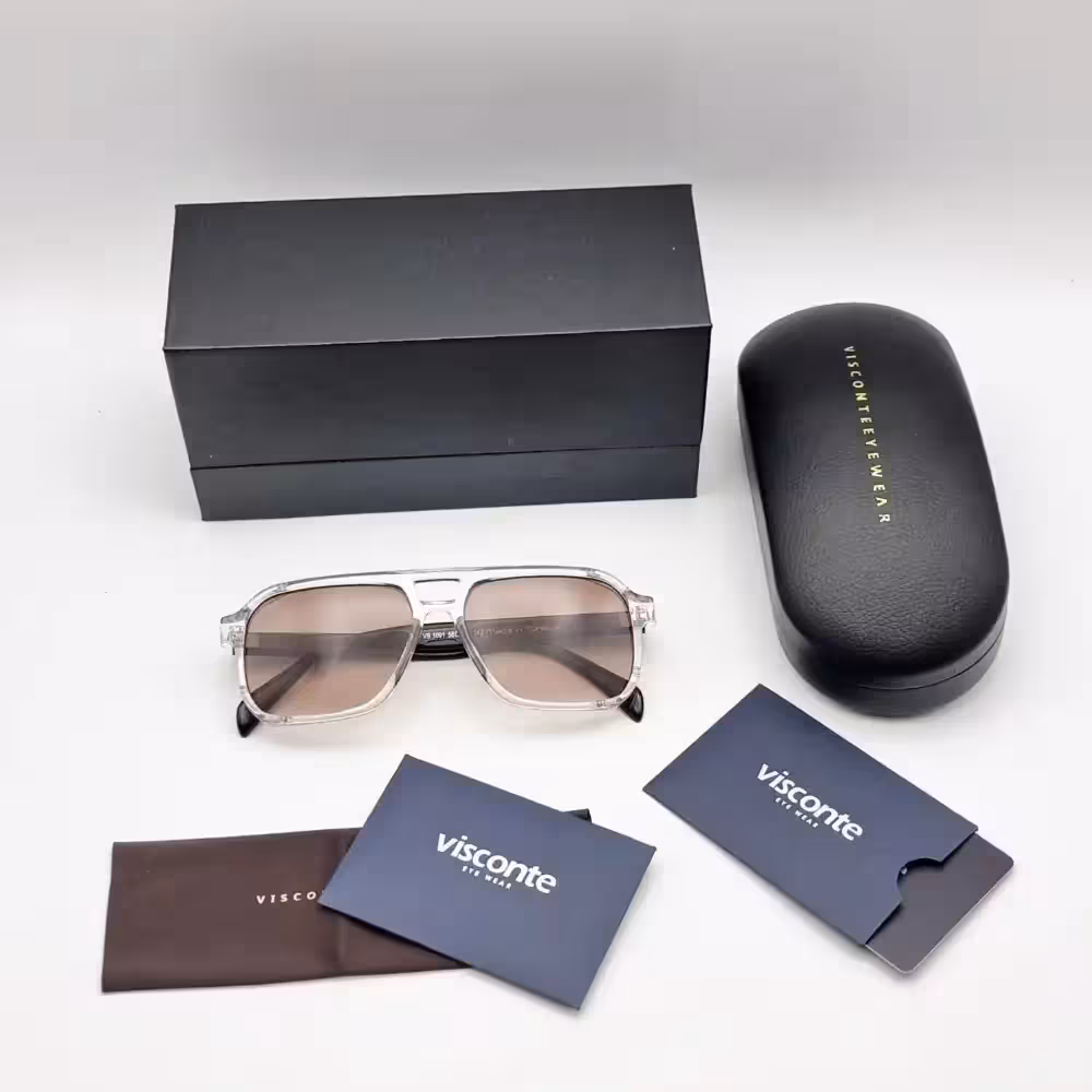 عینک شب ویسکونته مدل 1091 فریم سفید عدسی عسلی