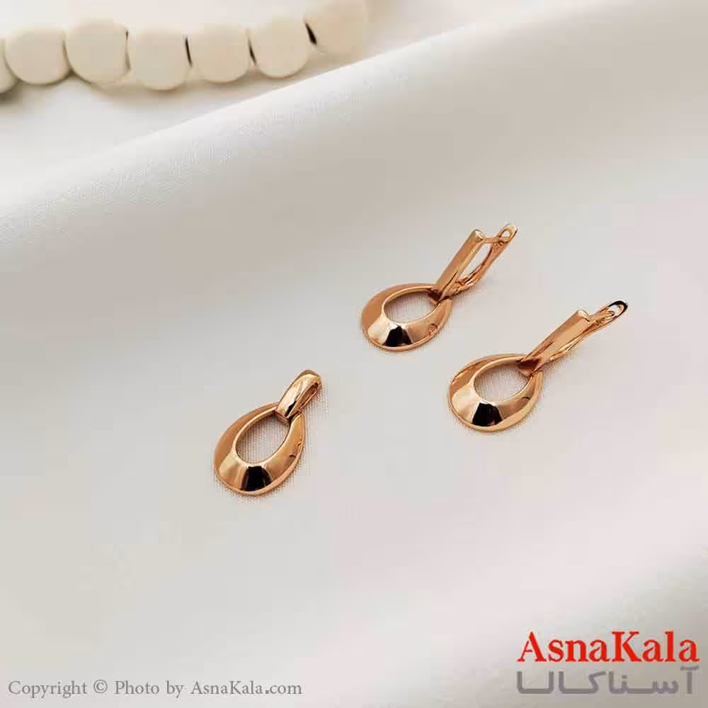 نیم ست زنانه ژوپینگ مدل دایره اشک شامل گوشواره و گردنبند کد NIM14623W