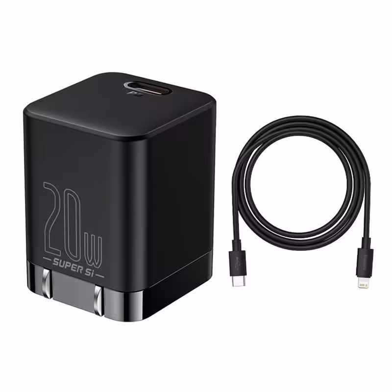 شارژر فست شارژ بیسوس BASEUS HOME CHARGER SUPER SI PRO CCSP030002   CABLE TYPE-C TO LIGHTNING 20W 1M