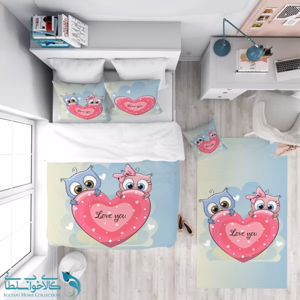 روتختی طرح جغدای عاشق سایز یکنفره کد A1379