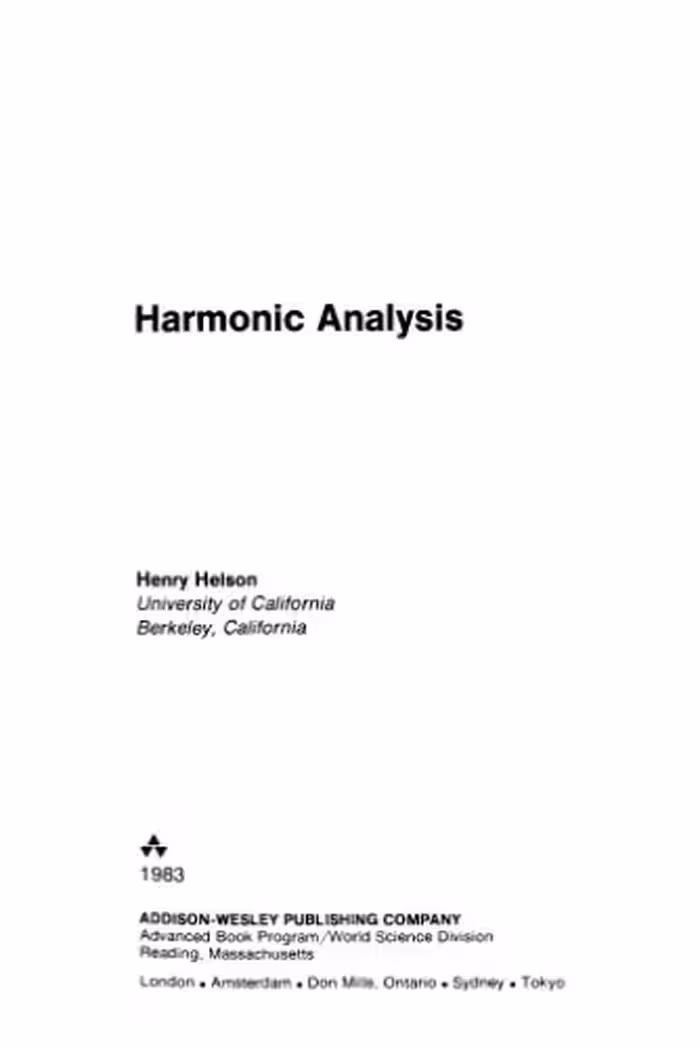 خرید و دانلود نسخه کامل کتاب Harmonic Analysis