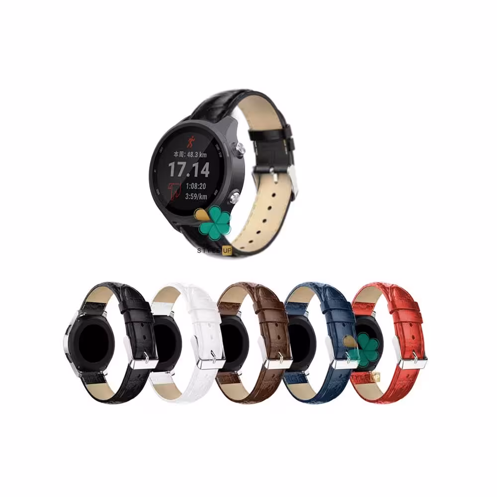 بند ساعت چرم طرح تمساح مناسب گارمین Forerunner 245