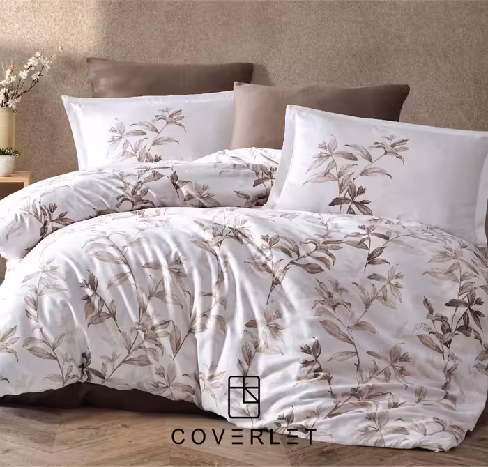 روتختی قهوه‌ای گل‌دار دونفره کاوری مدل Mass