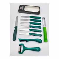 ست 10 عددی چاقوی میوه‌خوری، پوست‌کن و ابزار تزئین زولینگن | Solingen | مدل کلیور سیم‌دار | رنگ سبز | تیغه استیل ضدزنگ | طراحی ارگونومیک | مناسب برای آشپزخانه و پذیرایی | ساخت آلمان