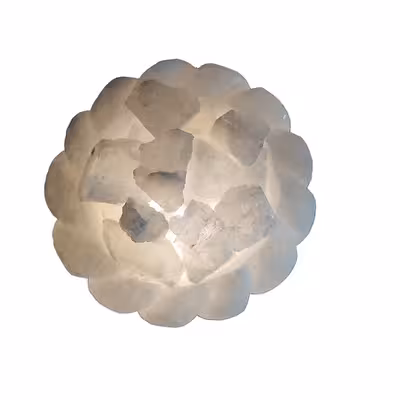 آباژور سنگ نمک مدل کاسه هلال دار ستاره ای پایه چوبی کد 401